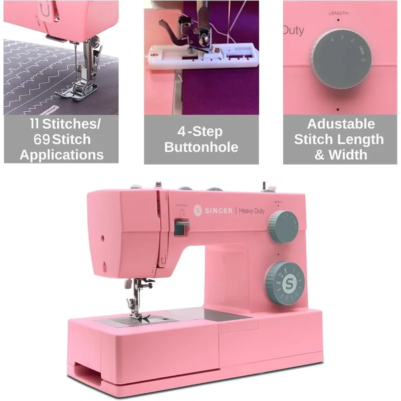 Machine à coudre rose robuste 4411 avec accessoires |   Haute vitesse, 69 options de points, moteur solide, cadre métallique, lumière LED