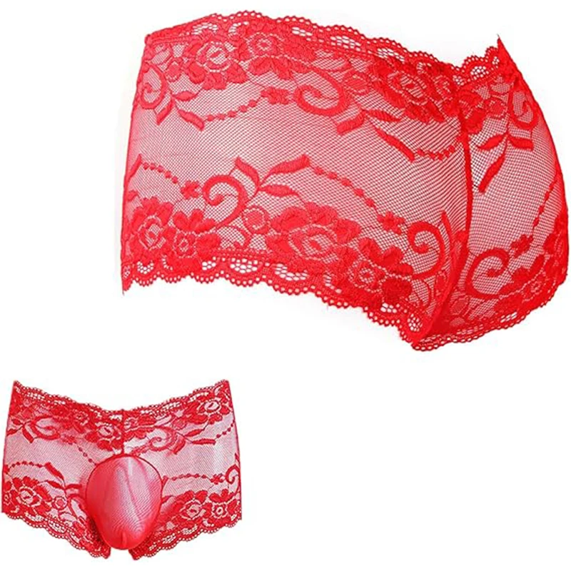 

Mens Lace Sexy Underwear Sissy Pouch Panties Ladyboy for Men Low Rise Bow Lingerie Sheer Girly