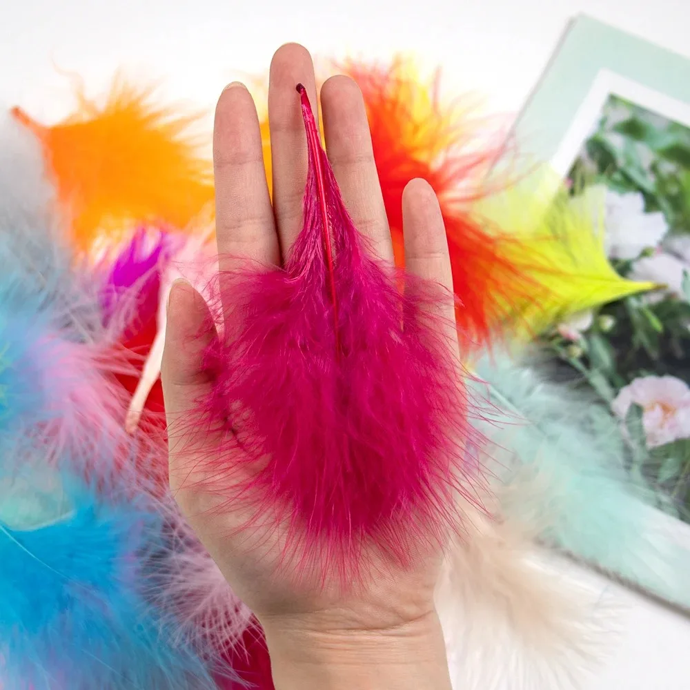 50PCS Turkey Marabou Feathers 7-12cm Plumes for Crafts Wedding Party Decoration Costume  DIY Hair Clip Jewelry Making Accessory