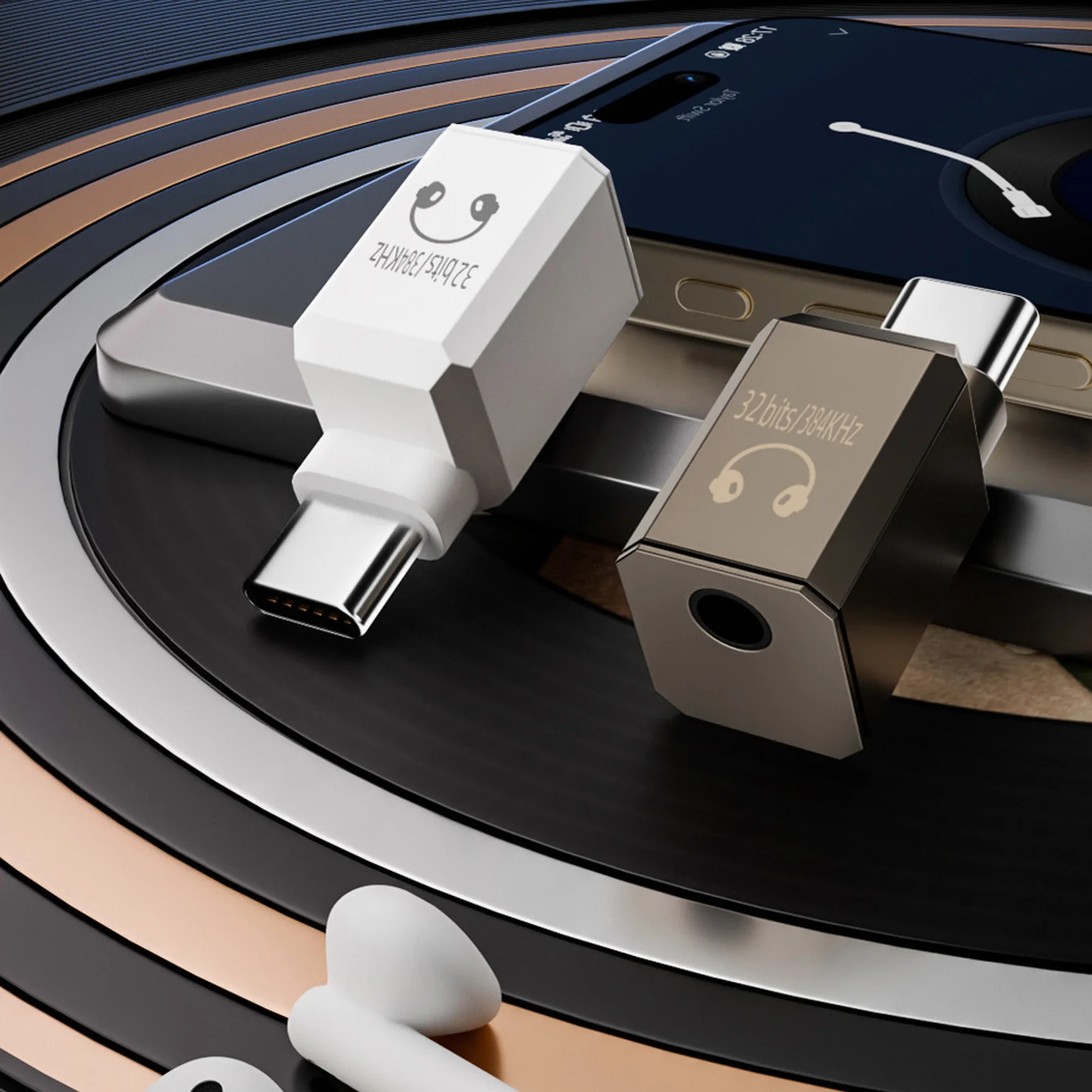 USB-C auf 3,5mm Kopfhörer-Adapter 32 Bit 384KHZ HiFi DAC Typ C zu Kopfhörer-Soundanschluss-Dongle für 16 Pro 16 Plus für Galaxy S24