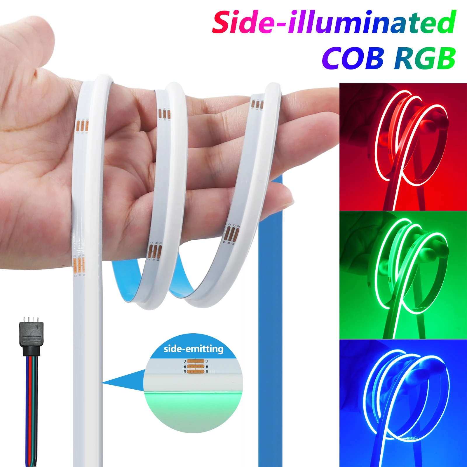 Side-illuminated RGB COB Strip DC 24V 840 LEDs/M High Bright IP20 Dotless Flexible Ribbon Diode Led Light For Home Decor