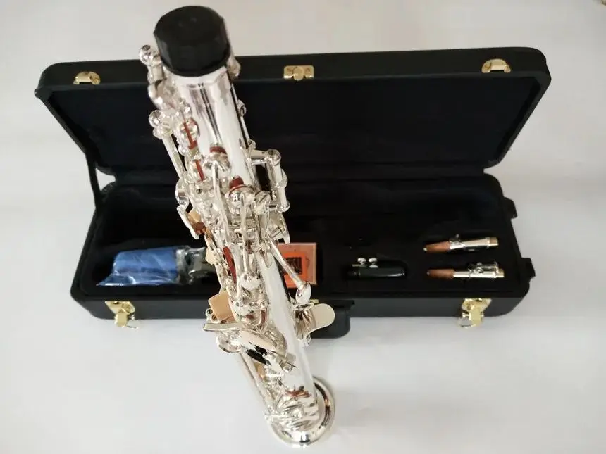 Professional level New Straight Japan Silver-plated Japan S-992 Soprano Saxophone Bb Musical instrument Sax With case