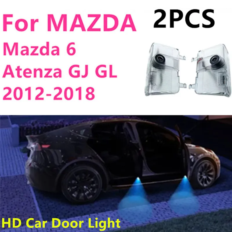 

2PC LED Car Door Welcome Lights puddle warning Decoration projection show tools Accessories For Mazda 6 GJ GL Atenza 2012-2018