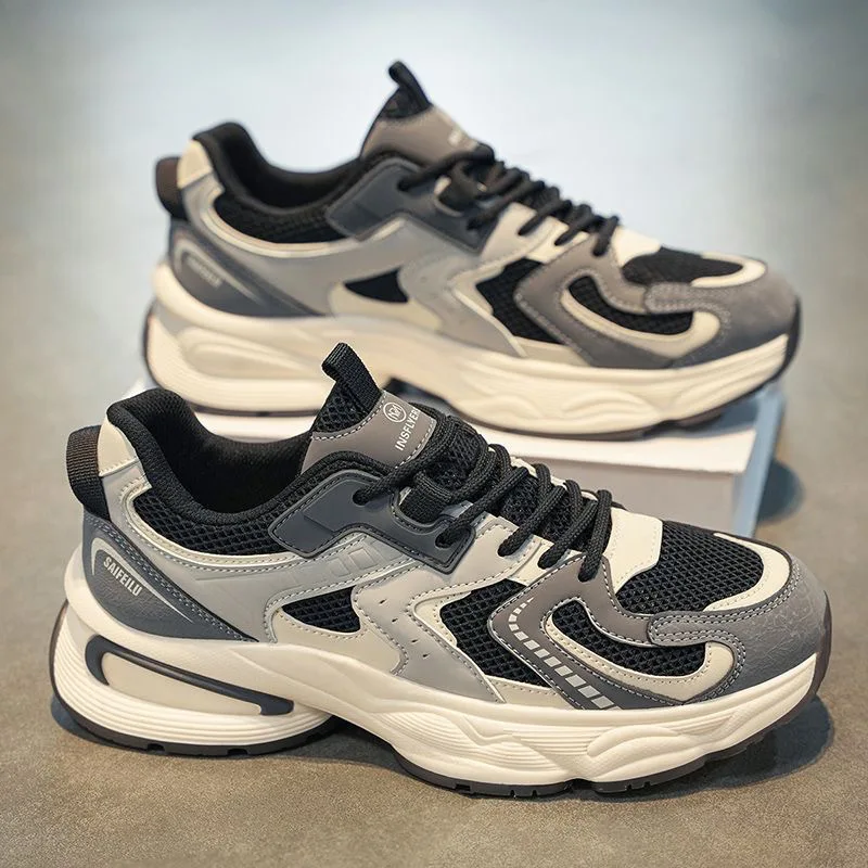 Men's Summer Breathable Mesh Sport Shoes 2025 New Style Casual Thick Bottom Dad Shoes Trendy All-Match Outdoor Leisure Footwear