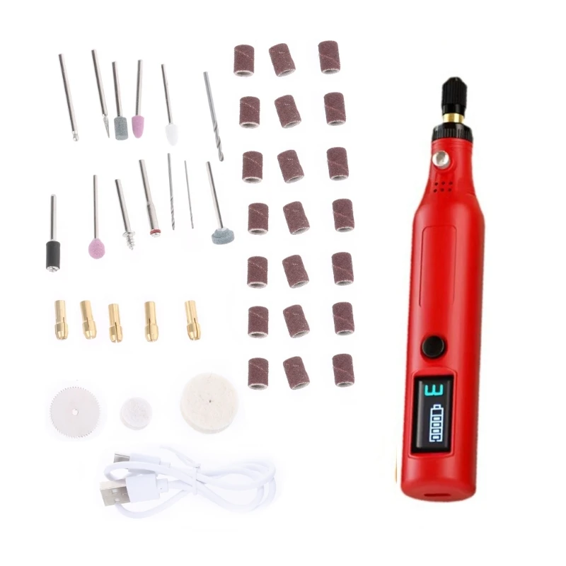 Handheld Digital Grinder Carving Polishing Tool 43Pieces with Digital Readout for DIYers Enthusiasts Craftsmen Hobbyists