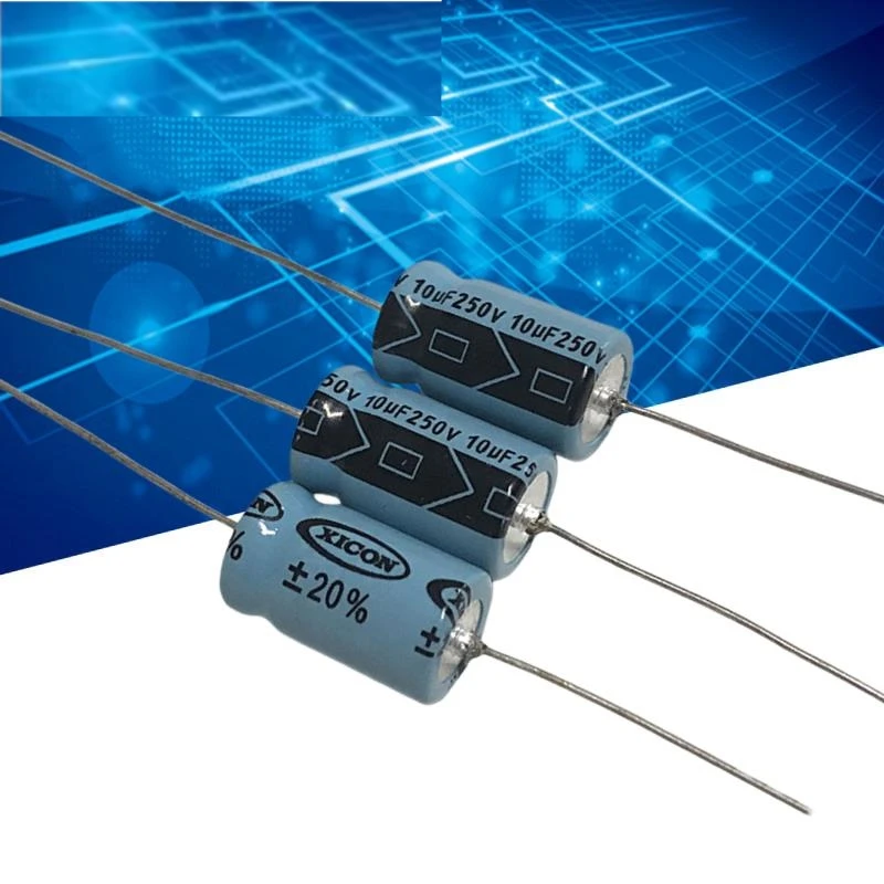 Condensador electrolítico polarizado axial de 5 uds., 10uf, 250v, 250v, 10uf, 10x24mm