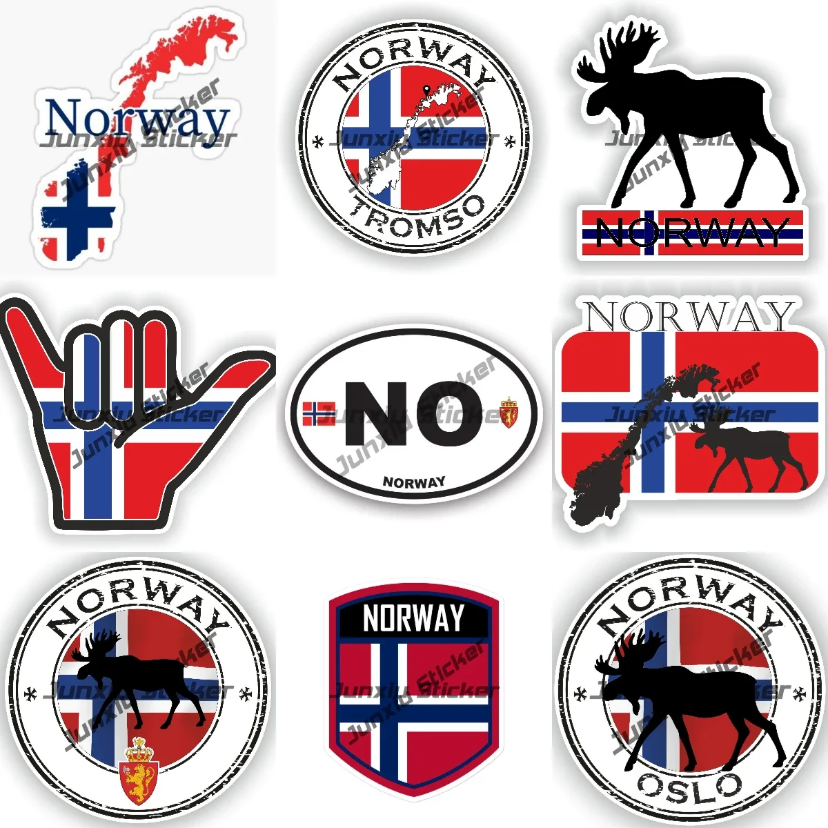 

Oslo Tromso Moose Norway Round Seal Sticker Country Code NO Oval Sticker with Flag Decals for Bumper Laptop Book Fridge