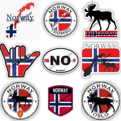 Oslo Tromso Moose Norway Round  Seal Sticker Country Code NO Oval Sticker with Flag Decals for Bumper Laptop Book Fridge