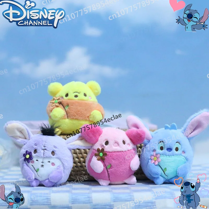 

Disney Stitch Flowers The Pooh Pendant Plush Toy Kawaii Cartoon Figure Bag Pendant Keychain Children's Toys Dolls Halloween Gift