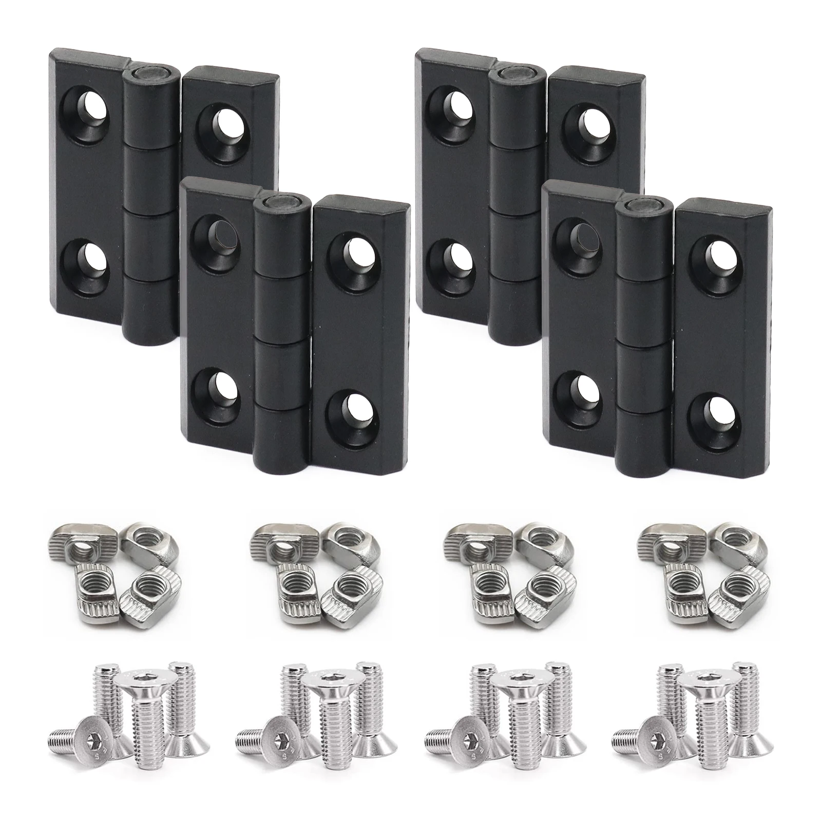 4Pcs 10 Series Aluminum Extrusion Profiles 1010 Frame Hinge Bracket with Bolts Nuts for 1010 Extruded 1 Inch Rail