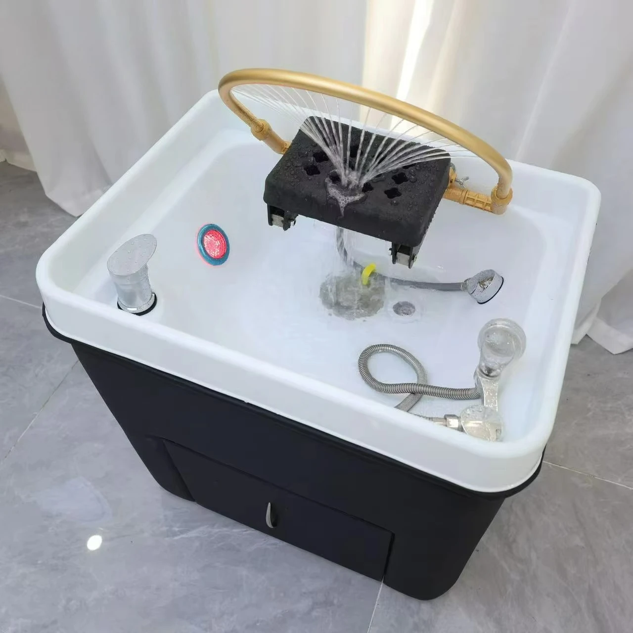 Professional Beauty Salon Spa Shampoo Chair with Ceramic Basin Portable No Plumbing Modern Acrylic Design