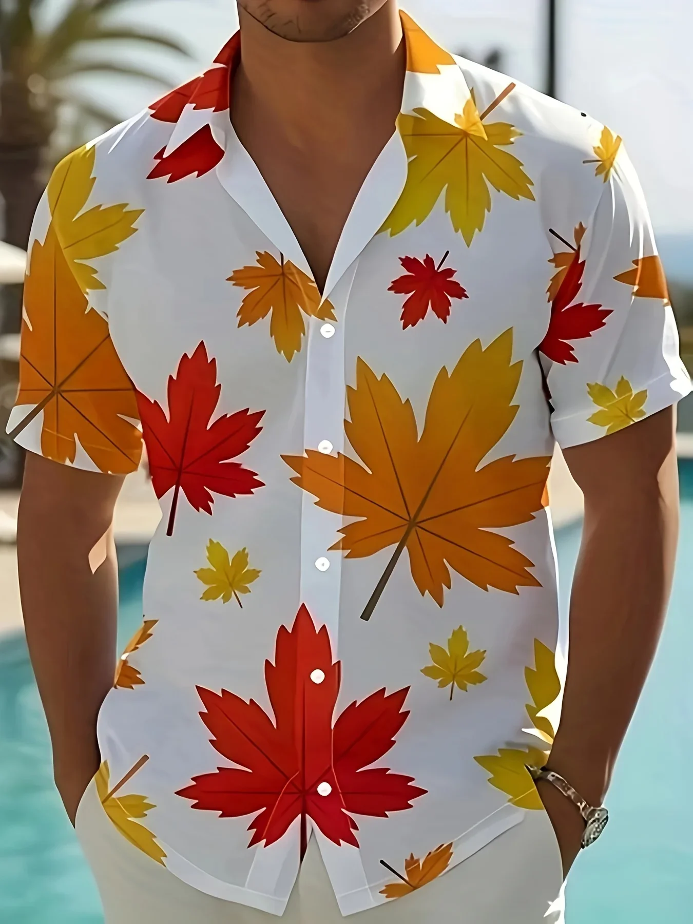 Men Vibrant Sunset Palm Hawaiian Shirt Lightweight Short Sleeve Button Down Tropical Holiday Beach Shirts