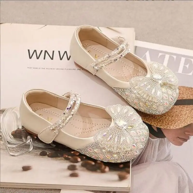 

Kids Girls Leather Shoes Vintage British Children's Leather Shoes Spring Bow Soft Sole Baby Flats Shoes Princess Mary Jane Shoes