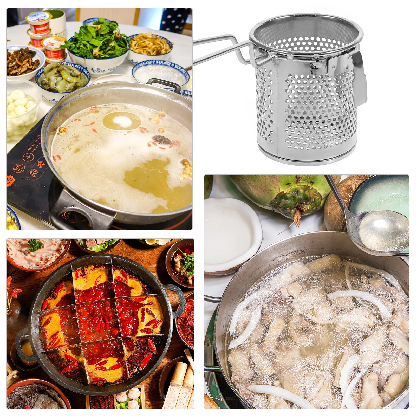 

Stainless Steel Hot Pot Colander Mesh Net Food Grade Strainer Spoon Large Capacity Portable Kitchen Essentials