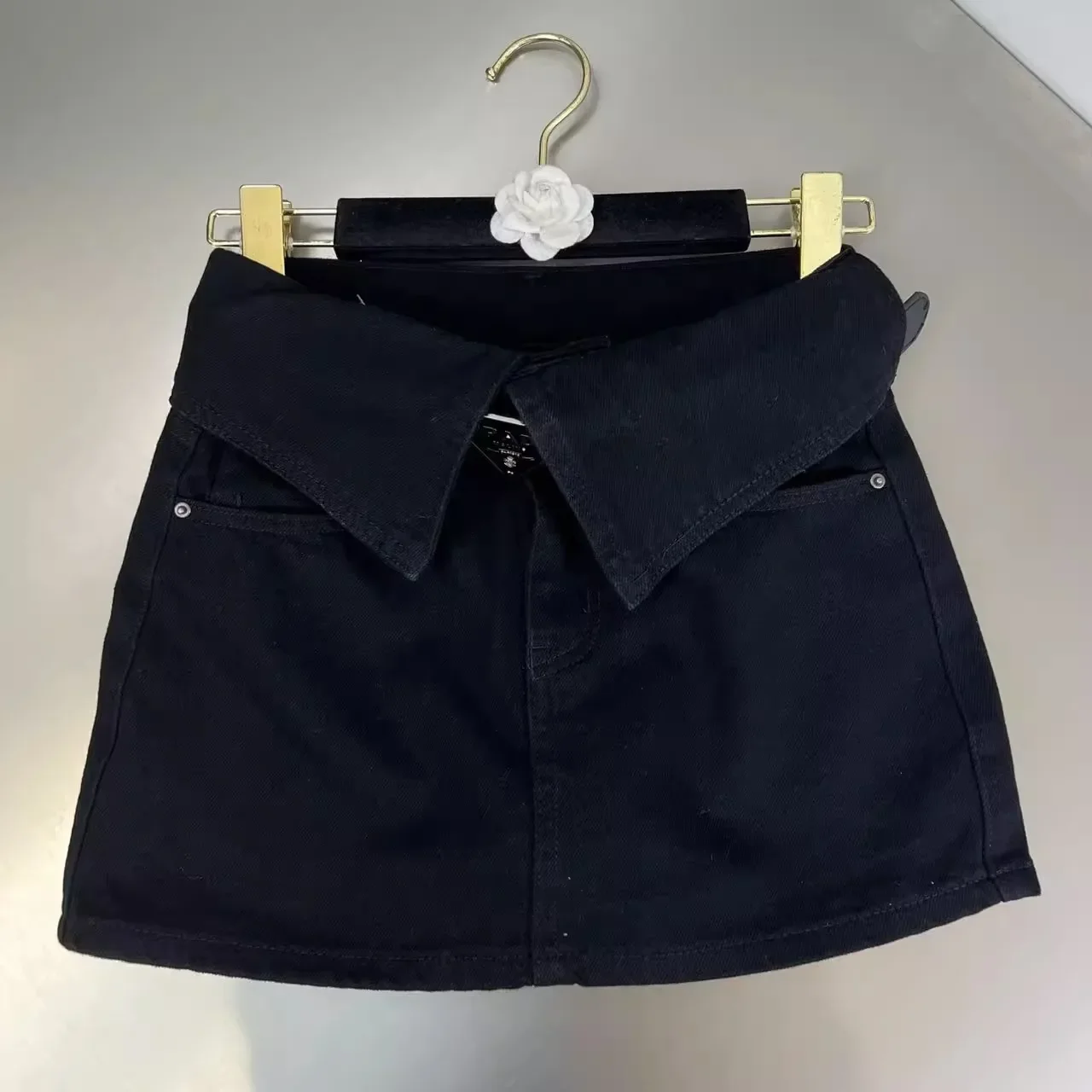 Short Denim Skirt Female Slim-fit High-waisted Korean Version Niche Design Anti-slip A-line Package Hip Skirt 2024 Summer