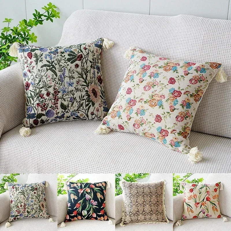 Flower Cushion Cover Bohemian Pillowcase Throw Pillow Customize Adult Children Personalized Name Birthday Gift