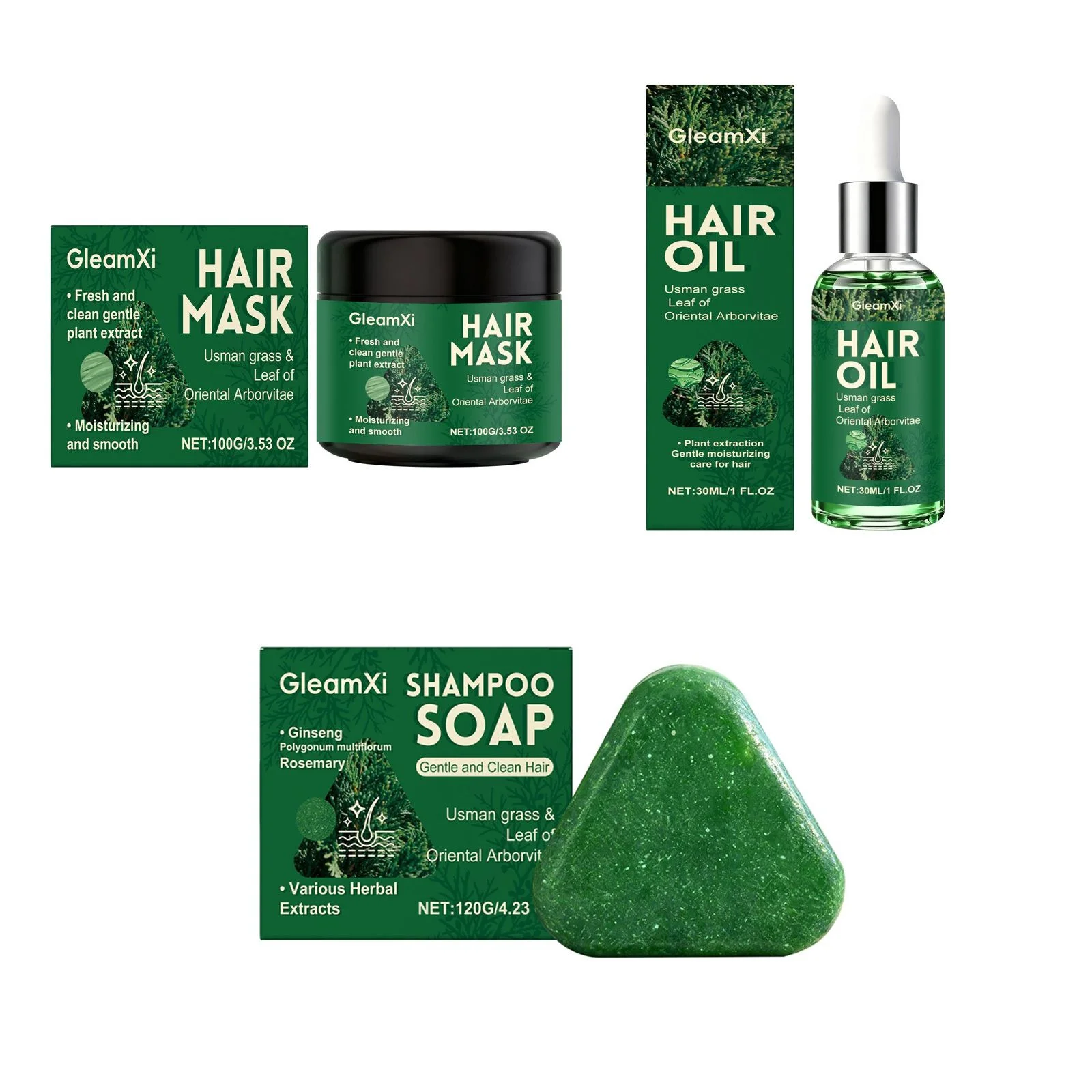 Usman Grass Shampoo Soap Hair Growth Oil Anti Loss Strengthen Hair Regrowth Nourish Improve Split End Repair Damaged Hair Mask
