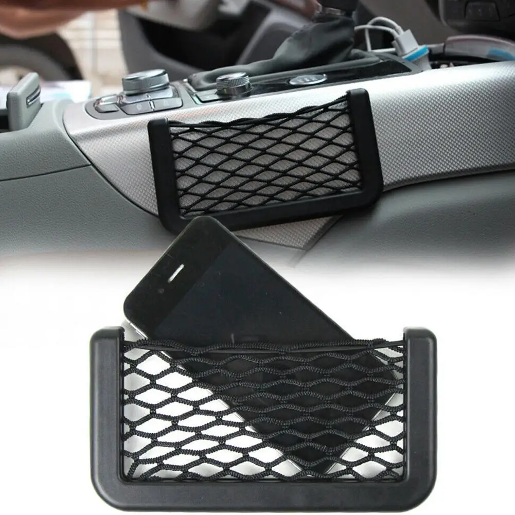 Car Storage Bag Elastic Flexible Car Interior Body Back Accessories Elastic Net Phone Holder Storage Edge P6g9