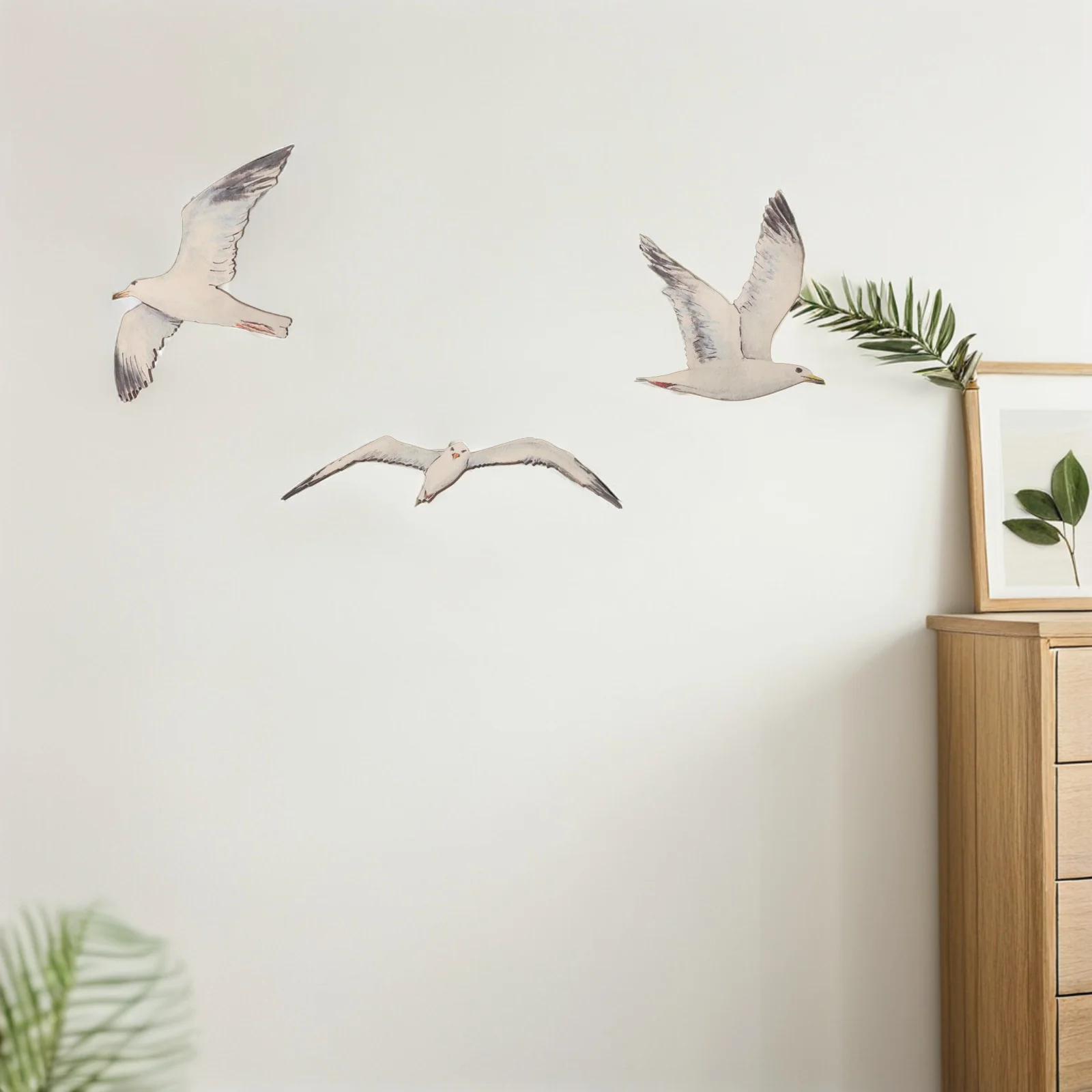 

3Pcs Seagull Wall Art Coastal Nautical Mediterranean Style Wood Hanging Decor Beach Room Ocean Themed Wall Sculpture