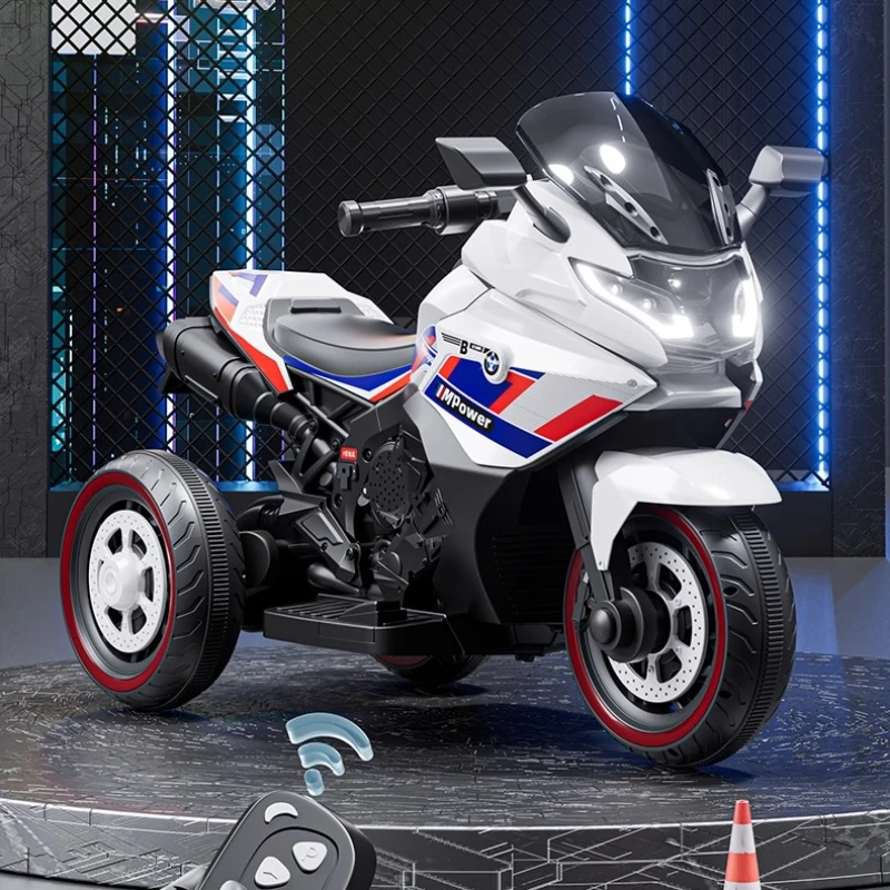 Motocicleta eléctrica para niños, coche de juguete de 12 V con asiento doble y control remoto, faros LED, ruedas grandes, caja fuerte Bluetooth