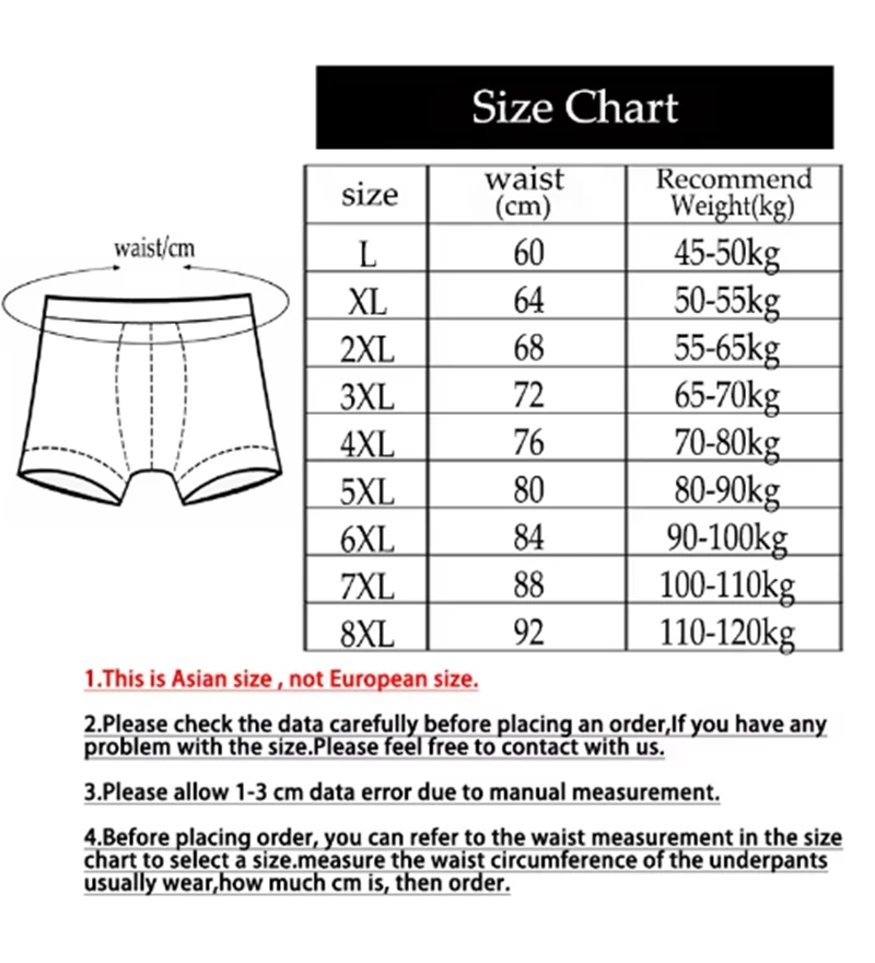 4Pcs/lot Bamboo Fiber Men\'s Boxer Pantie Underpant Plus Size XXXXL Large Size Shorts Breathable Underwear 4XL 5XL 6XL 7XL 8XL