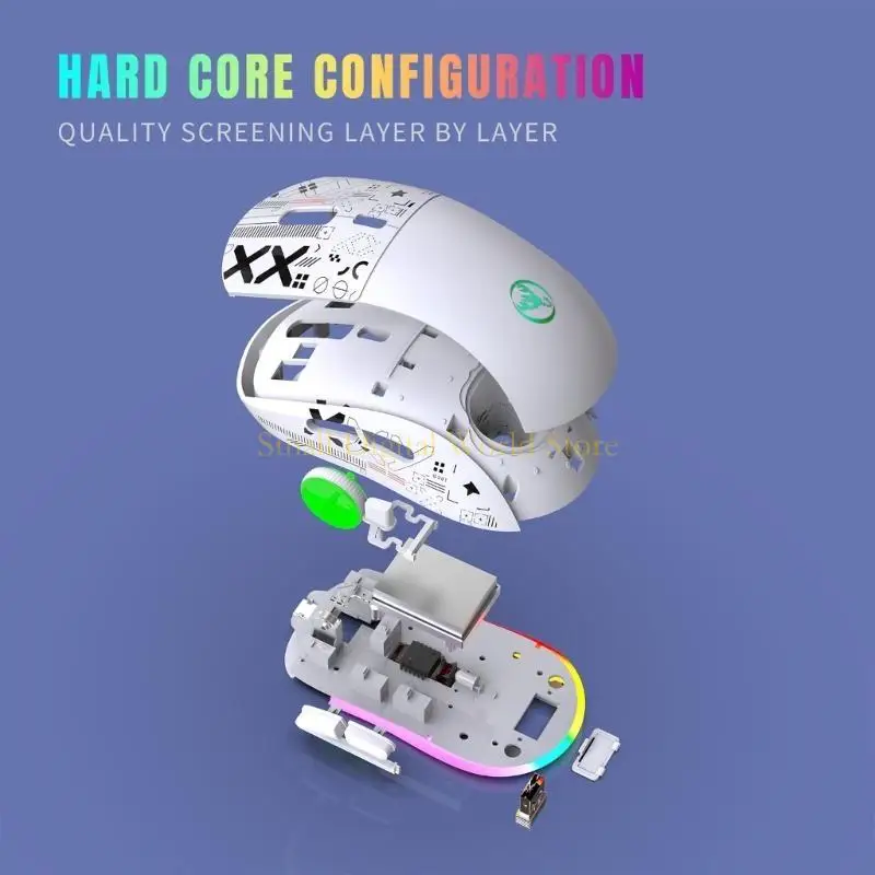 77UB RGB Maus-Tri-Mode 2.4GHz Dual-Bluetooth-kompatibler 3600DPI-Sensor einstellbar