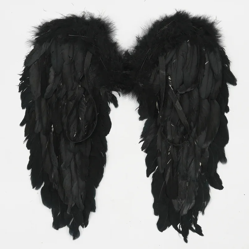 Sky01 Bambini Adulto Angelo Diavolo Bianco Nero Ali di piume Angelo caduto Cosplay Piccole ali Carnevale di Halloween Compleanno PaWd01@
