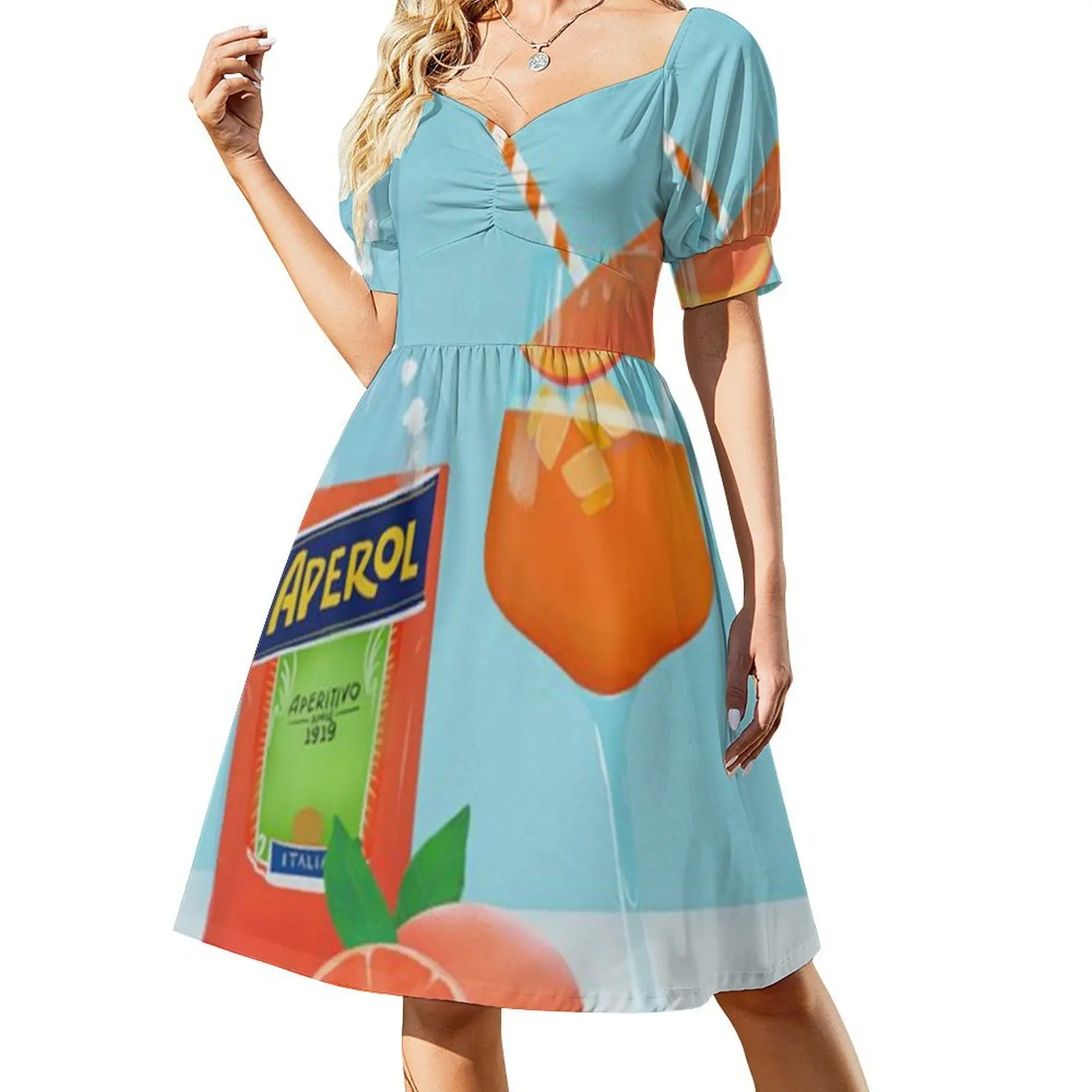 

Aperol spritz Short-Sleeved Dress summer dress women 2025 dresses ladies 2025 summer Elegant gown