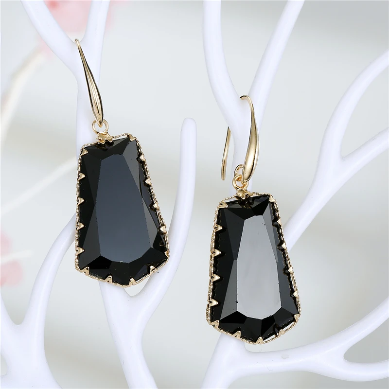 1Pair Big Statement Rhinestone Ear Dangle Earing Geometric Colorful Crystal Drop Earrings For Womens Female Jewelry Eardrop E342