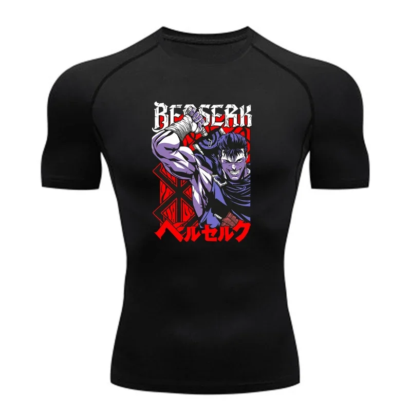 Męska koszulka kompresyjna Anime Berserker legginsy sportowe koszykówka fitness z długim rękawem trening biegowy szybkoschnąca odzież sportowa