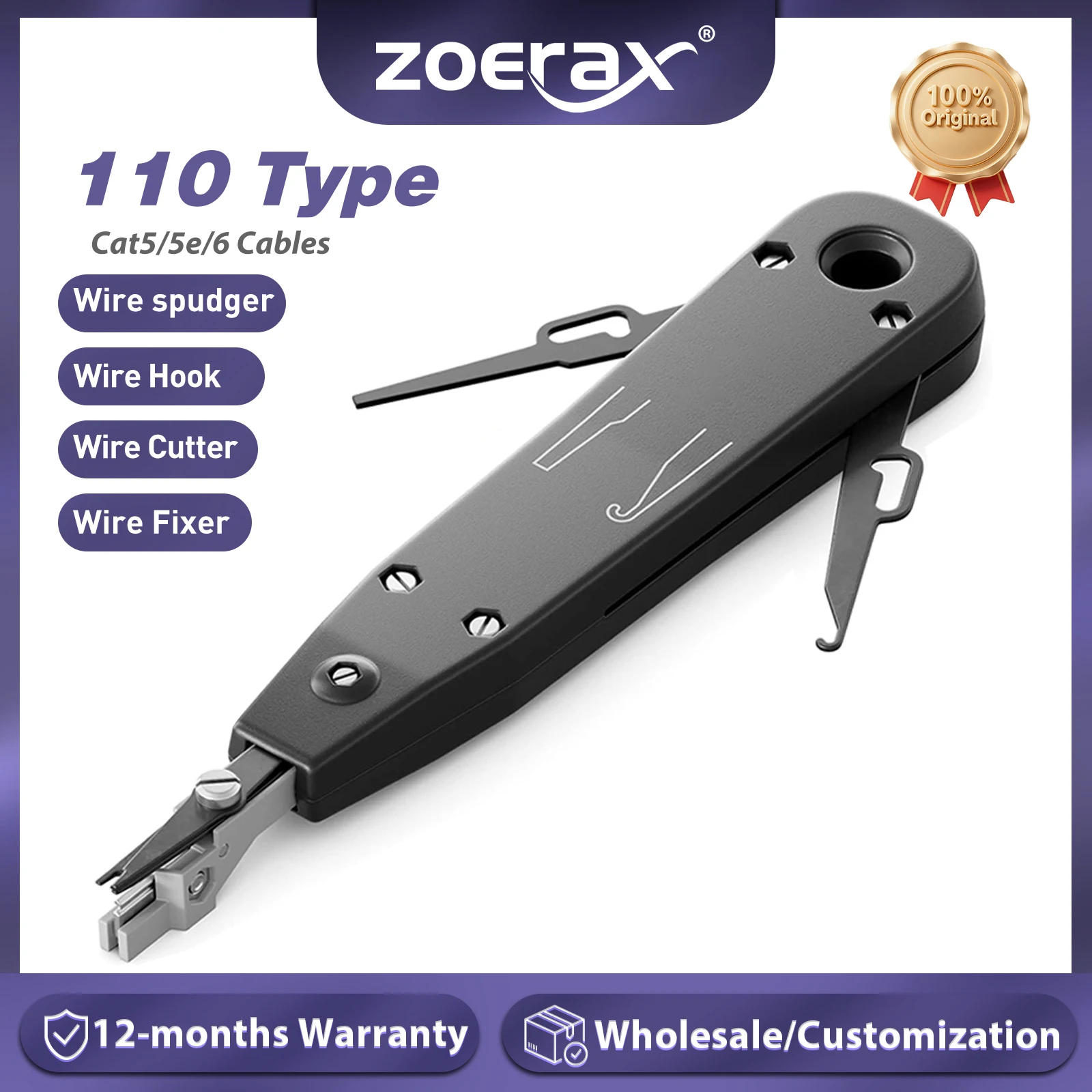 

ZoeRax Punch Down Tool, Multifunction Krone Type IDC/Network Wire Cat5 Cat6 & Telephone Impact Terminal Insertion Tools
