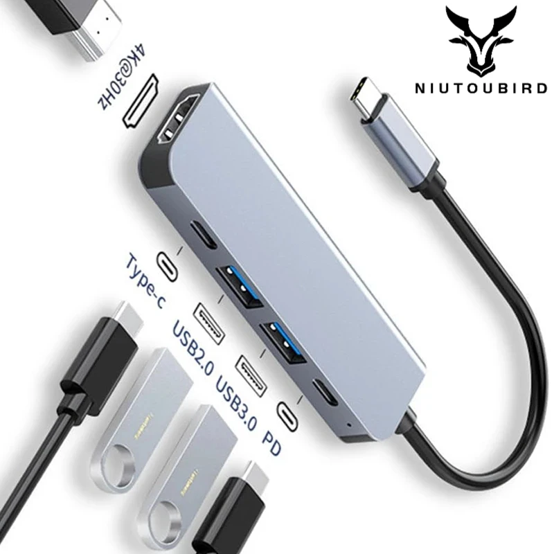 USB C Hub To 4K HDMI-Compatible USB 3.0 2.0 Type C PD Charging Dock for MacBook IPad Samsung S10 Dex TV Mouse Keyboard U Disk