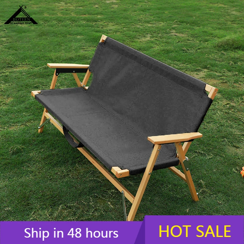 

YTYIN High Quality Outdoor Camping Chair Double Portable Lightweight Solid Wood Chair Seat 2 People for Picnic Camping