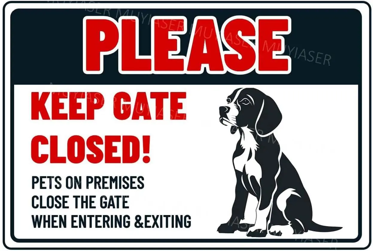 Please Keep Gate Closed Sign Beagle Dog Pets On Premises Aluminum Metal Tin Signs Door Sign Warning Sign For Gate Yard Home Kitc