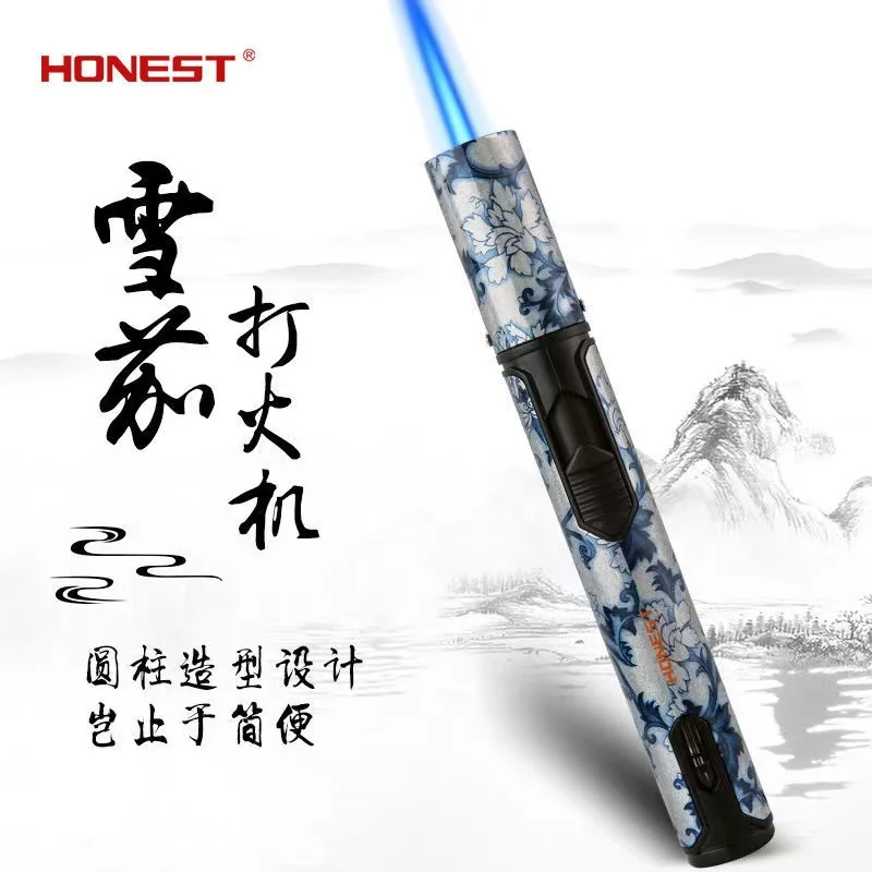 HONEST Windproof Pen Spray Gun Jet Butane Candle Lighter Metal Gas Kitchen Welding Torch Turbo Cigar Pipe Lighter Gadgets Men