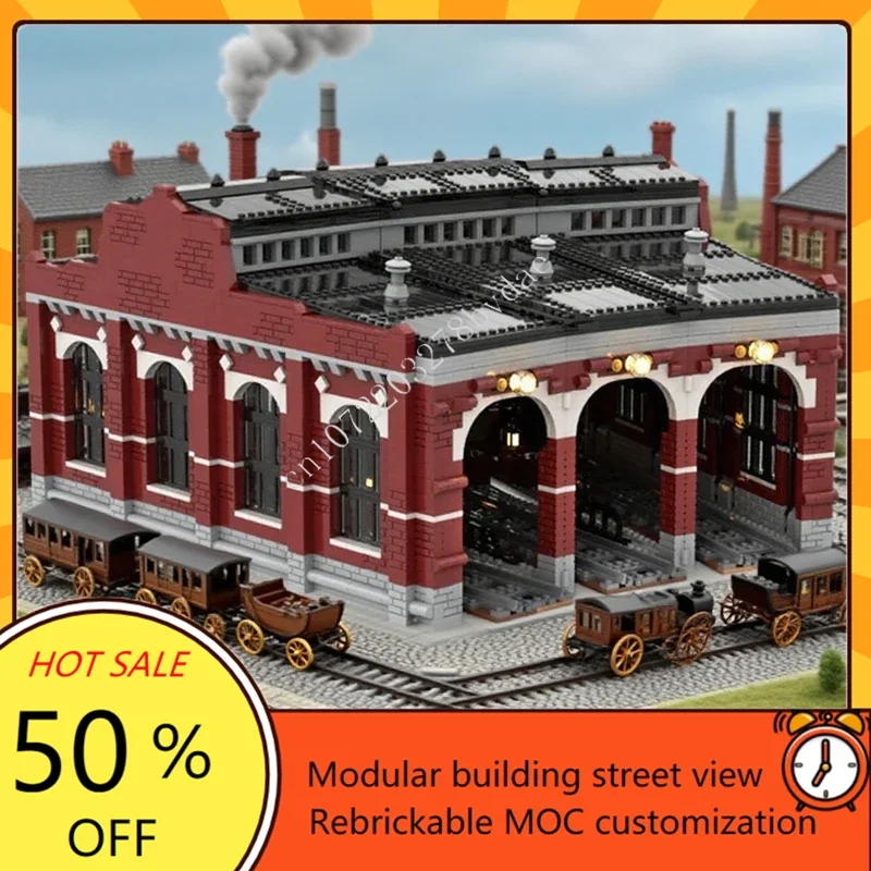 

3927 шт. Roundhouse Hot City MOC головоломка креативная модель StreetView архитектурная модель игрушка на день рождения в сборе Рождественский подарок