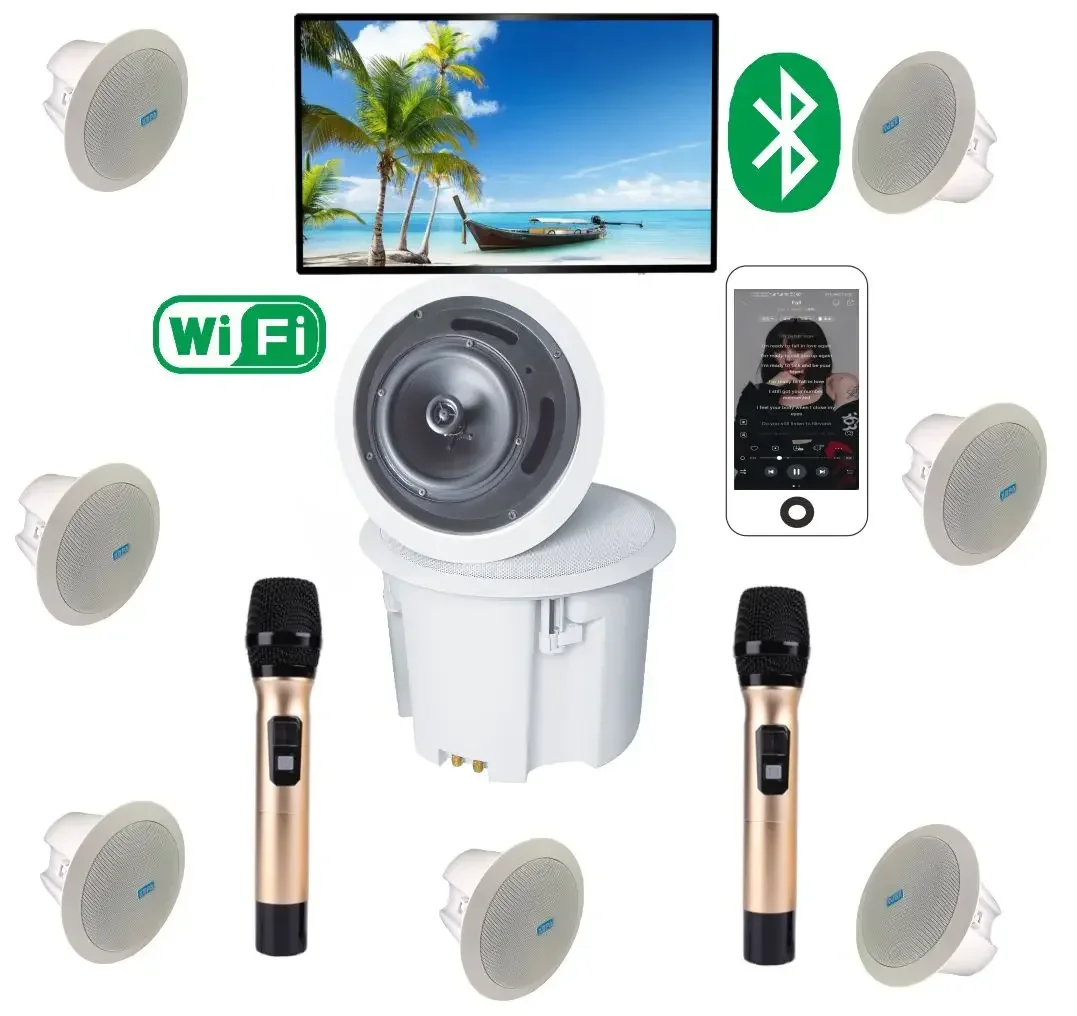 5.1/7.1 Wireless karaoke speaker home theater system. With BLU and WIFI. Contains 7 Surround Sounds and 1 Bass.