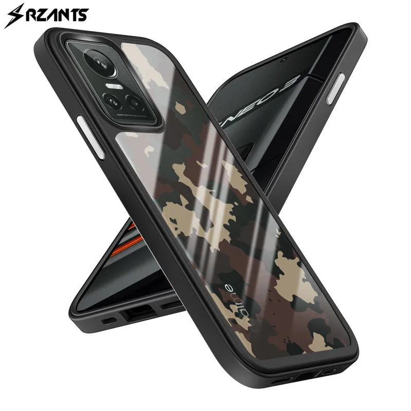 

Rzants Camouflage Case for OPPO Realme GT Neo 3 Half Clear Military Original Cover Hard Back Phone Shell