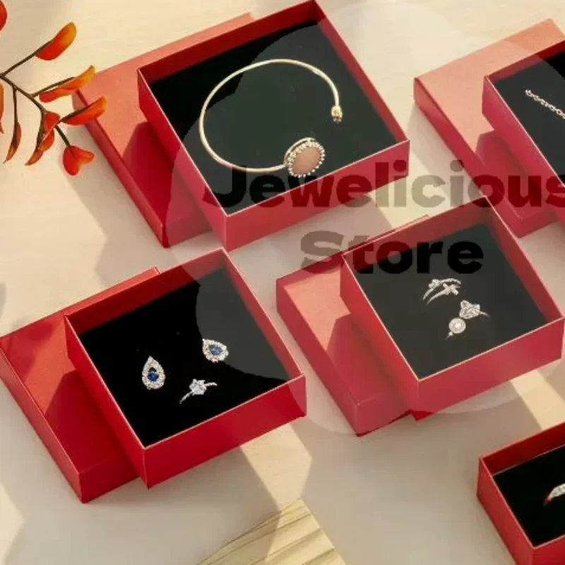 Red Slim Jewelry Box Portable Travel Small Storage Case for Rings Earrings Necklaces Great Gift for Jewelry Lovers Travelers