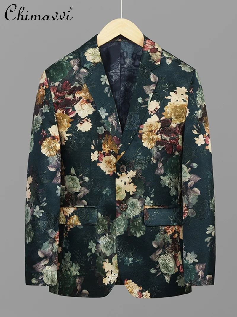 2024 Spring Autumn Casual Suit Jacket Men's Korean Fashion Large Size Embroidered Long Sleeve Handsome Loose Blazers Coats