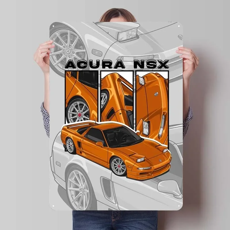 

1993 Acura NSX Оранжевый знак автомобильный плакат винтажные предметы для домашнего декора Индивидуальные Ретро металлические жестяные знаки для гаража Украшение стен