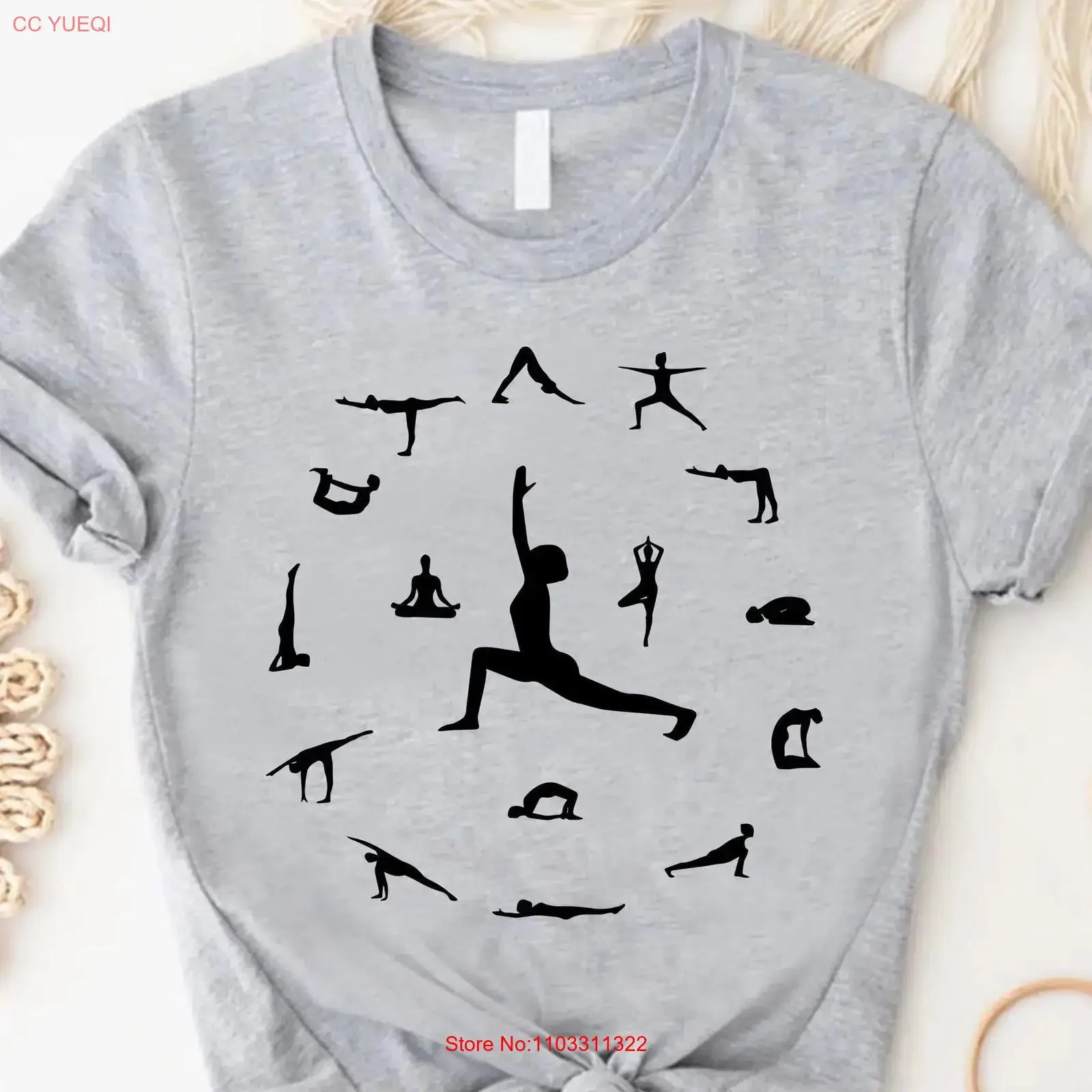 T-shirt Postures de Yoga Maman Enseignante Méditation Namaste Yogi Amoureux Spirituel Mindfulness Vintage Lavé Confortable Doux