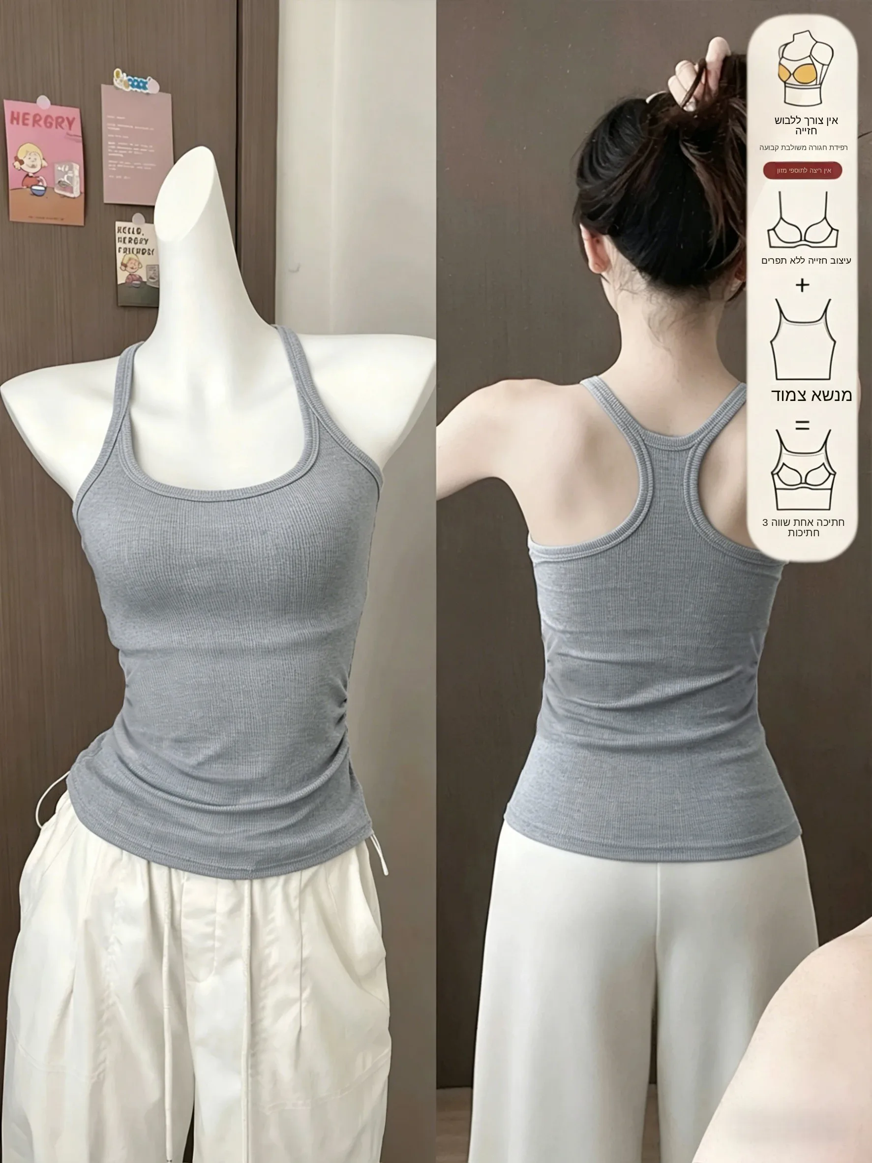 

95 Cotton Halter Neck Vest Women's Summer New Style Outerwear Inner Match Beautiful Back Base Shirt Tight Fit Tank Top