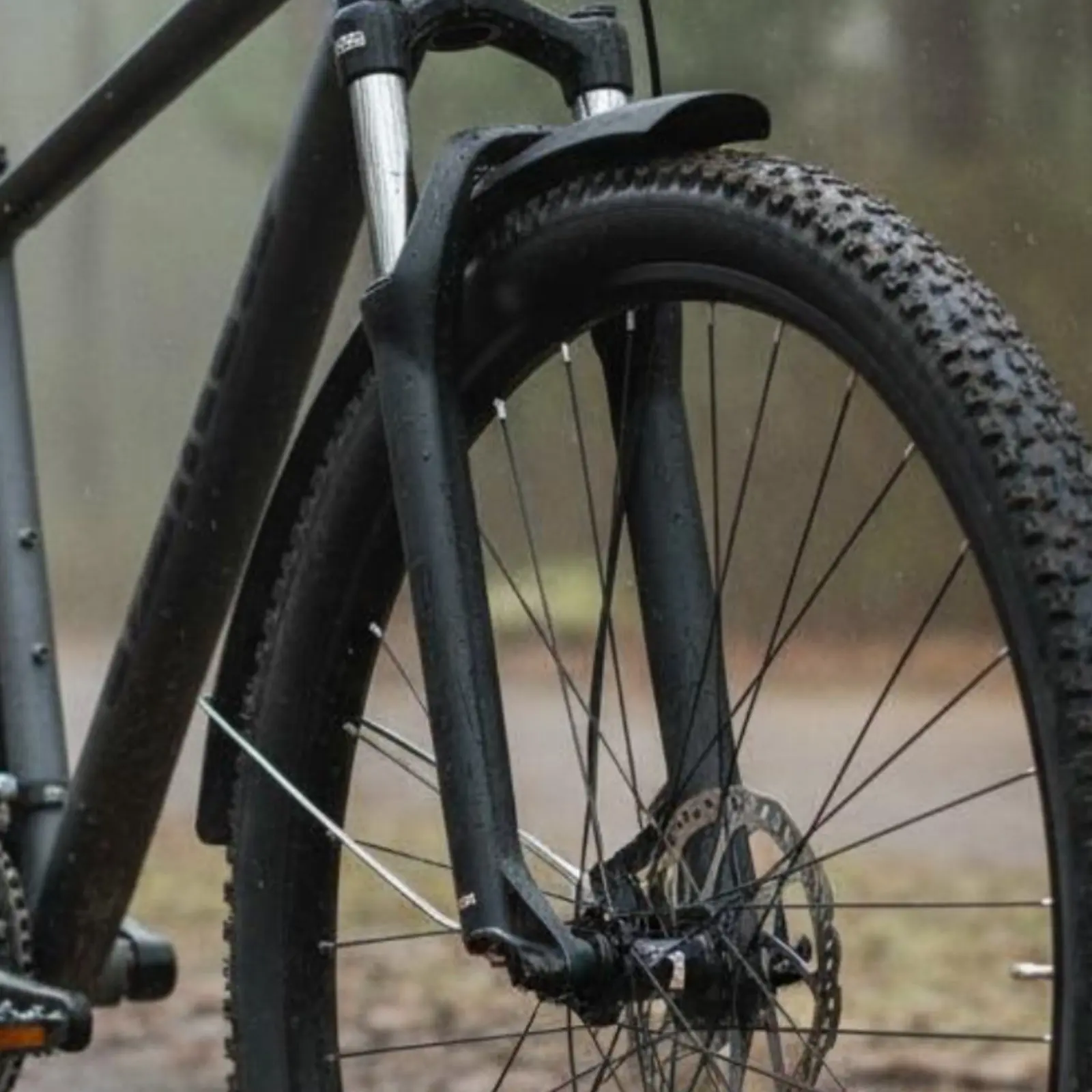 2 Pieces Mountain Bike Mudguard Matte Black Finish Front Rear Mudguard Set Adventure Bike Full Coverage Fenders for Muddy Trails