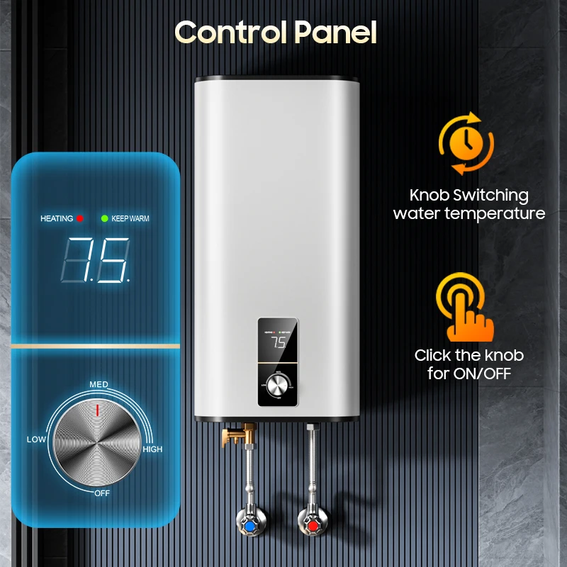 OEM ODM Glass-Lined Enamel Tank Vertical Square Electric Storage Water Heater Wall-Mounted house hold Hot Water Boiler Geyser