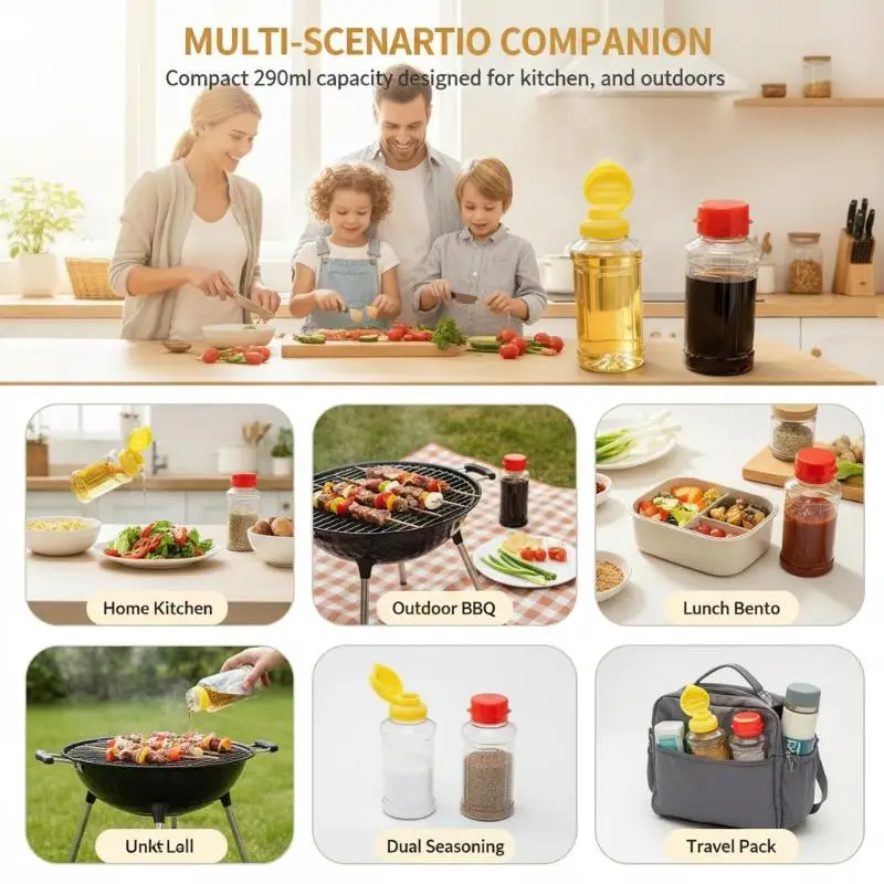 Condiment Squeeze Bottles 290ml Reusable BPA Free 1/2 Pcs Plastic Dispensers for Restaurant BBQ Sauce Syrup