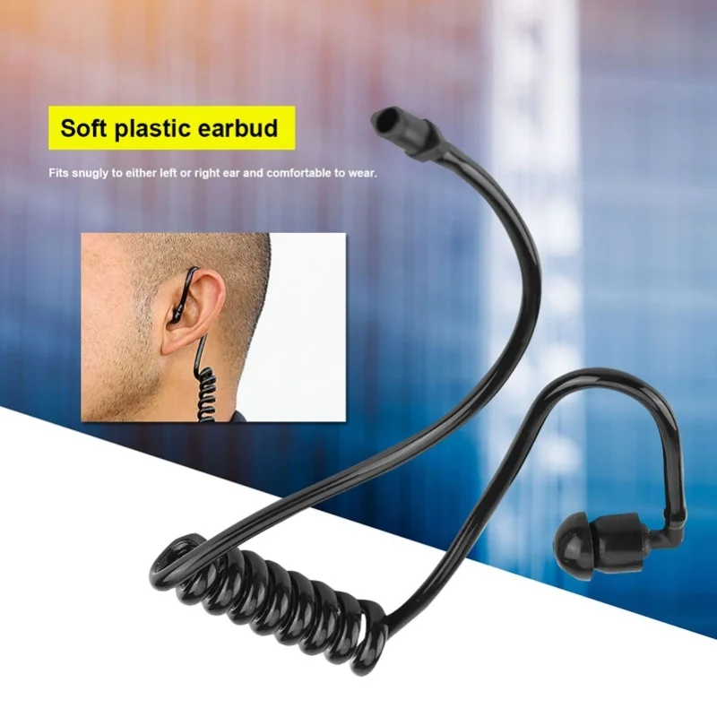 حزمة من 5 أنابيب صوتية ملفوفة شفافة بديلة لسماعة أذن راديو ثنائية الاتجاه باللون الأسود