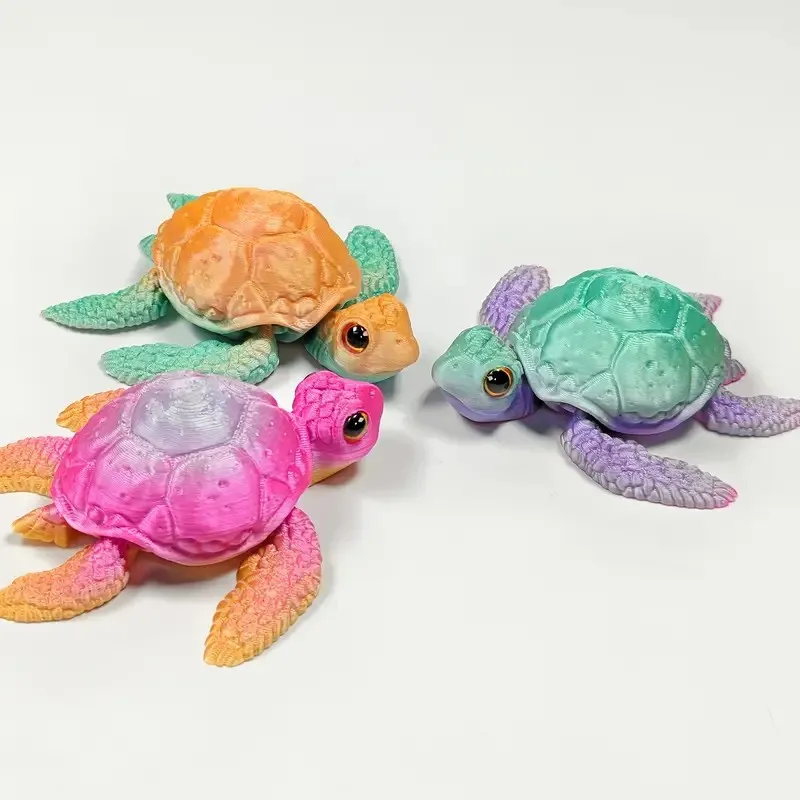 Modèle de tortue imprimé en 3D avec articulations mobiles, Collection créative, décoration de bureau, cadeaux de vacances faits à la main pour modèles d'anime