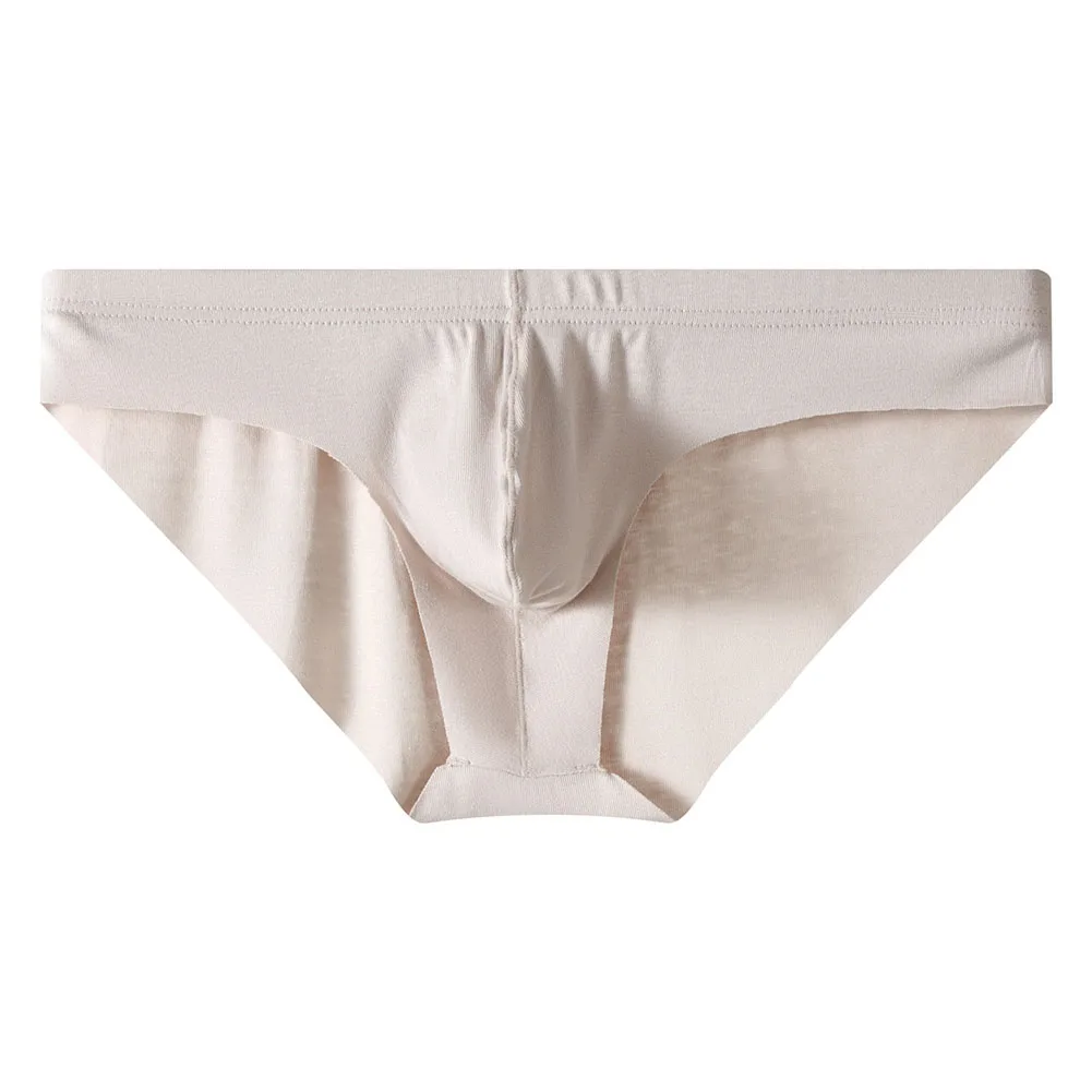Men Seamless Soft Briefs Underwear Solid Stretch Mid Waist Bulge Pouch Underpant Sexy U-shaped Convex Shorts Men Briefs