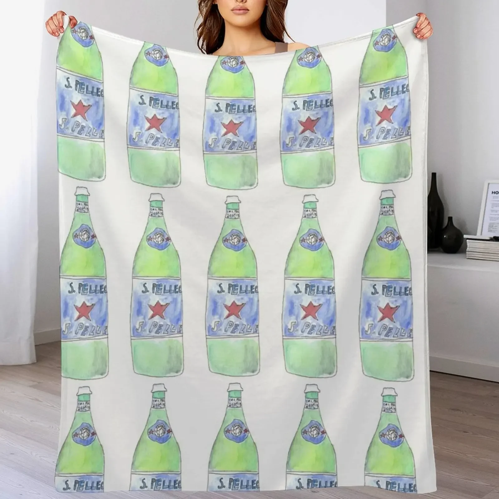 Manta de piel sintética suave y cálida para cama Sparkling Water San Pellegrino